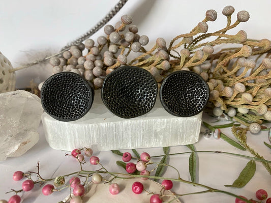 Round black porcelain ‘rock coral’  ring, choose a size