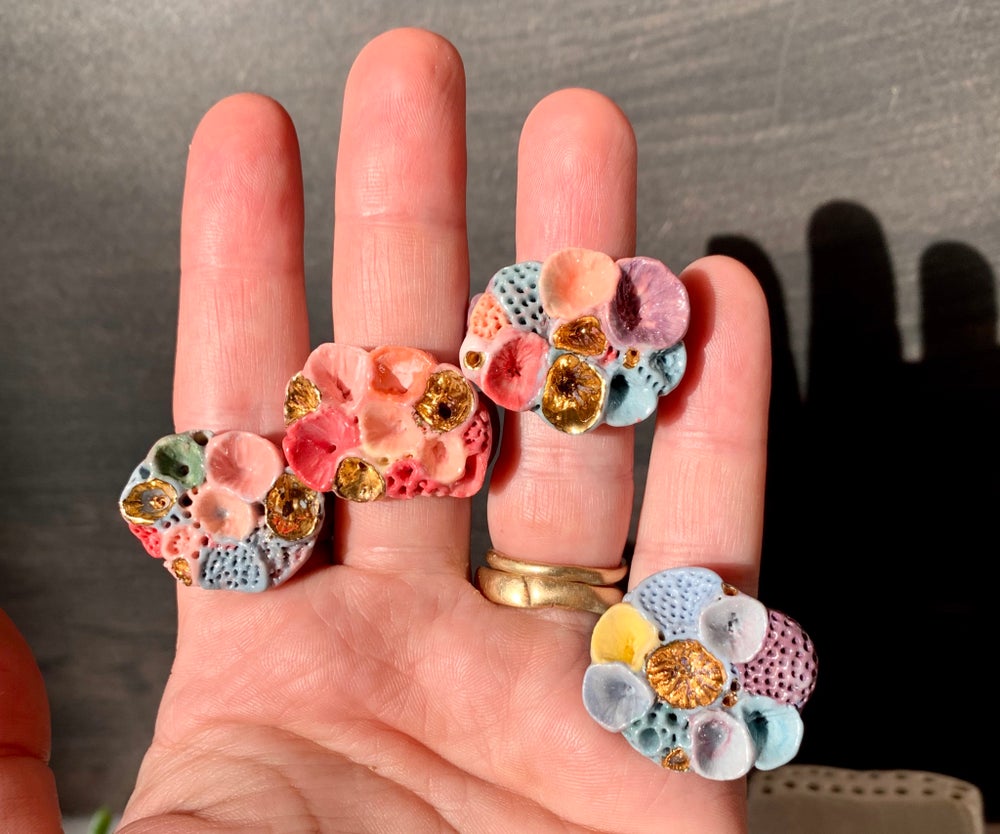 Coloured porcelain ‘rock coral’ ring, choose one. #2