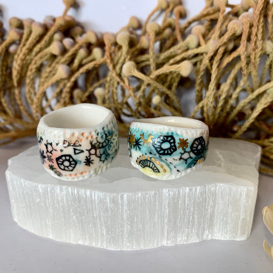 ‘Stars and cells’ porcelain band ring, choose one