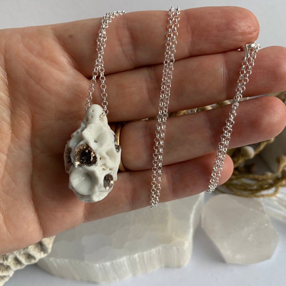 ‘Rock coral’ pod shaped pendant on sterling silver chain
