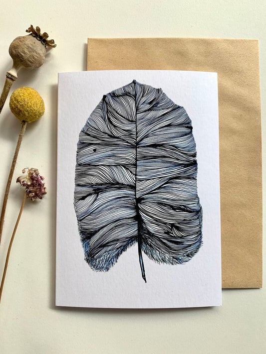 ‘Blue feather’ greeting card