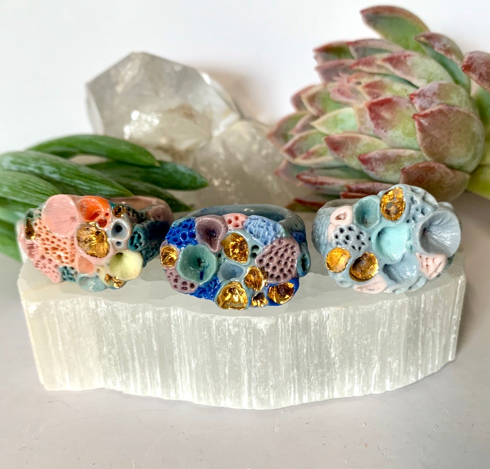 Coloured porcelain ‘rock coral’ ring, choose one 2