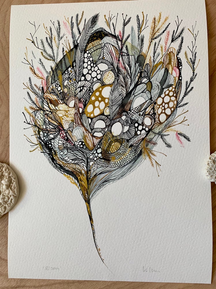 ‘Bloom’ giclee print with hand applied gold ink details