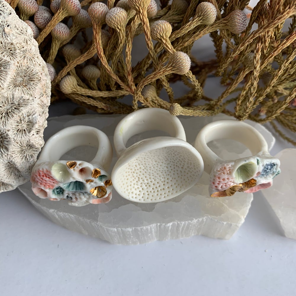 ‘Rock coral’ porcelain ring, choose your size