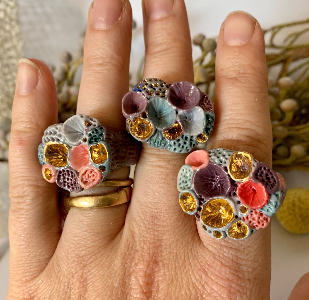 Coloured porcelain ‘rock coral’ ring, choose one