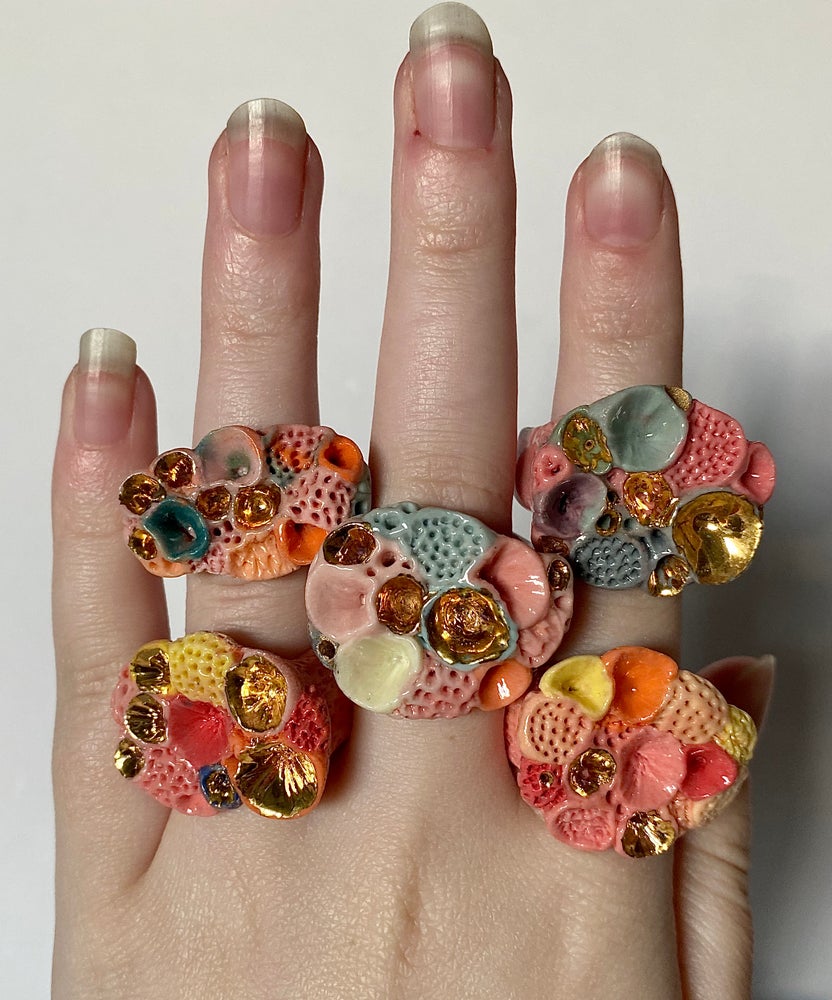 Multicolour ‘Rock Coral’ Ring Collection #3 - Choose a Size