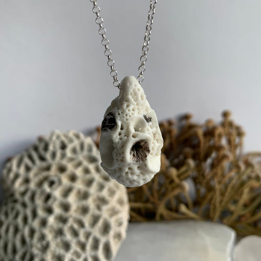 ‘Rock coral’ pod shaped pendant on sterling silver chain