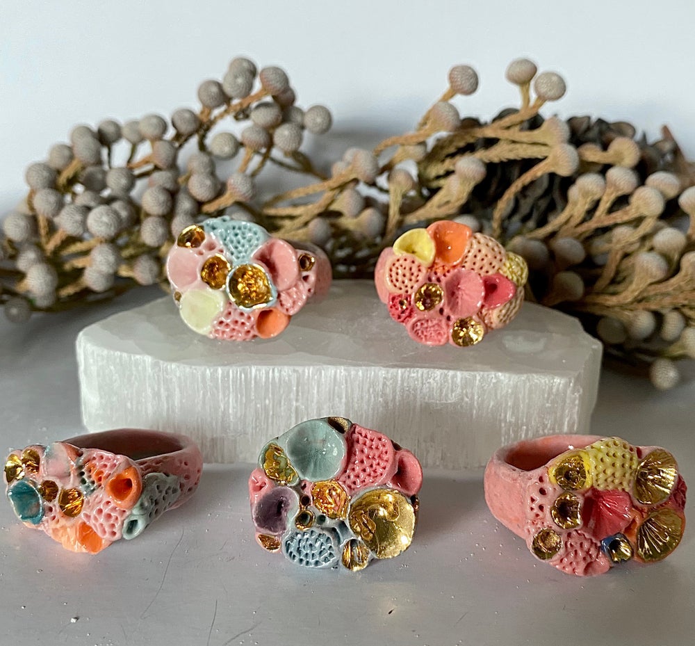 Multicolour ‘Rock Coral’ Ring Collection #3 - Choose a Size