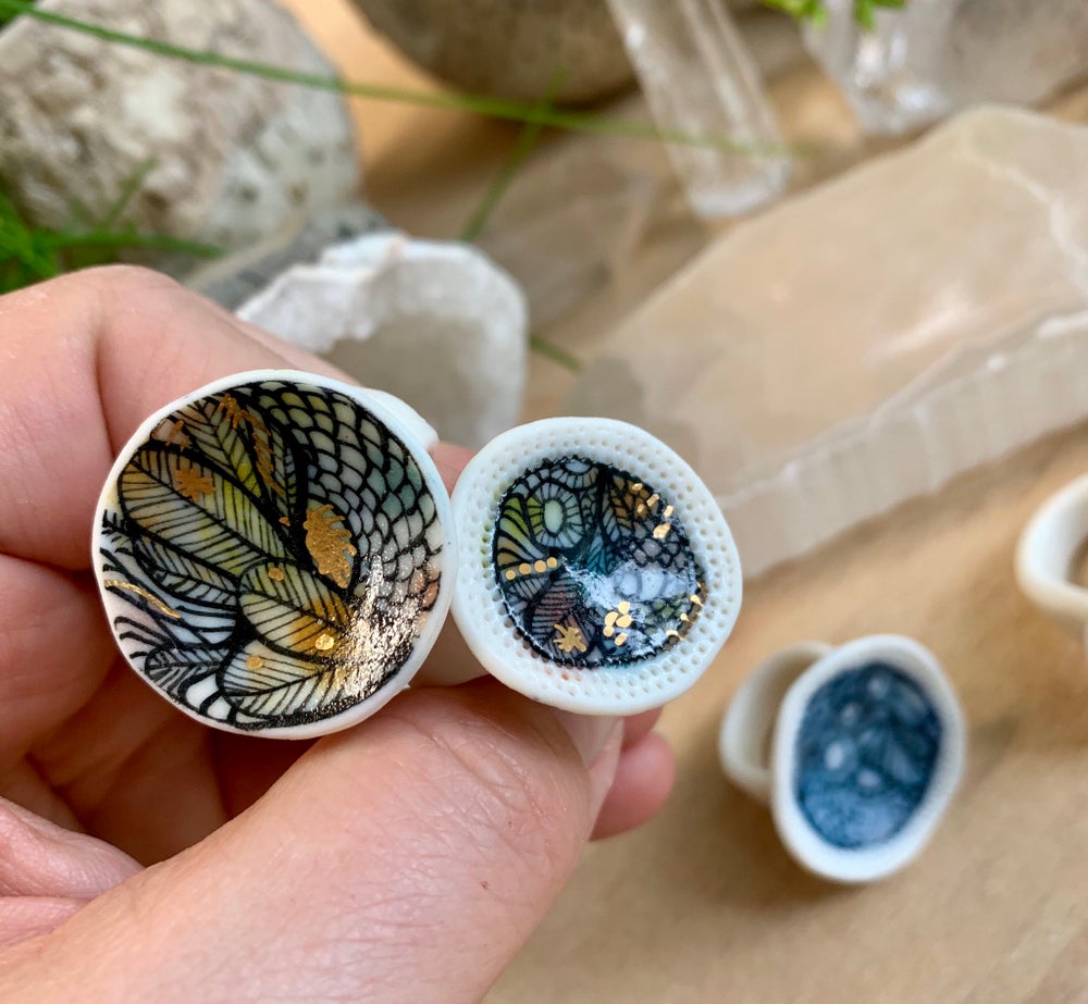 Hand painted porcelain ring- choose one