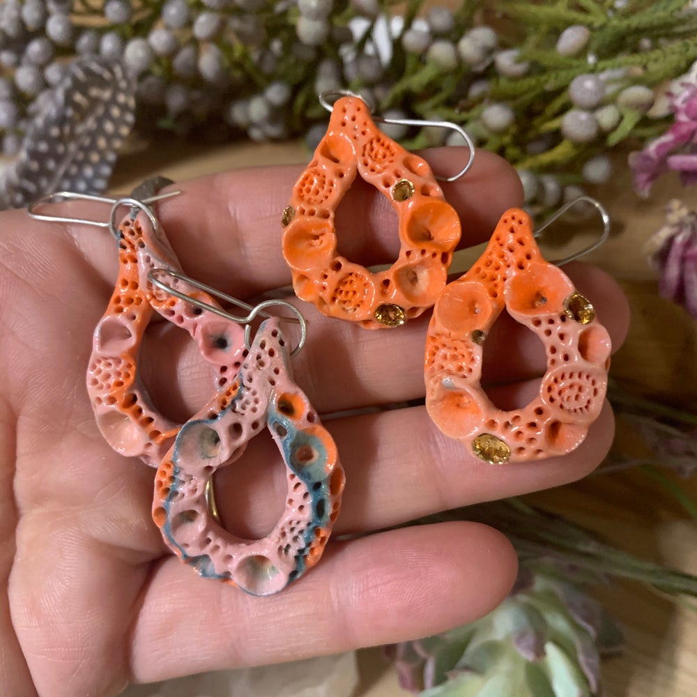‘Rock coral’ porcelain earrings, choose a pair