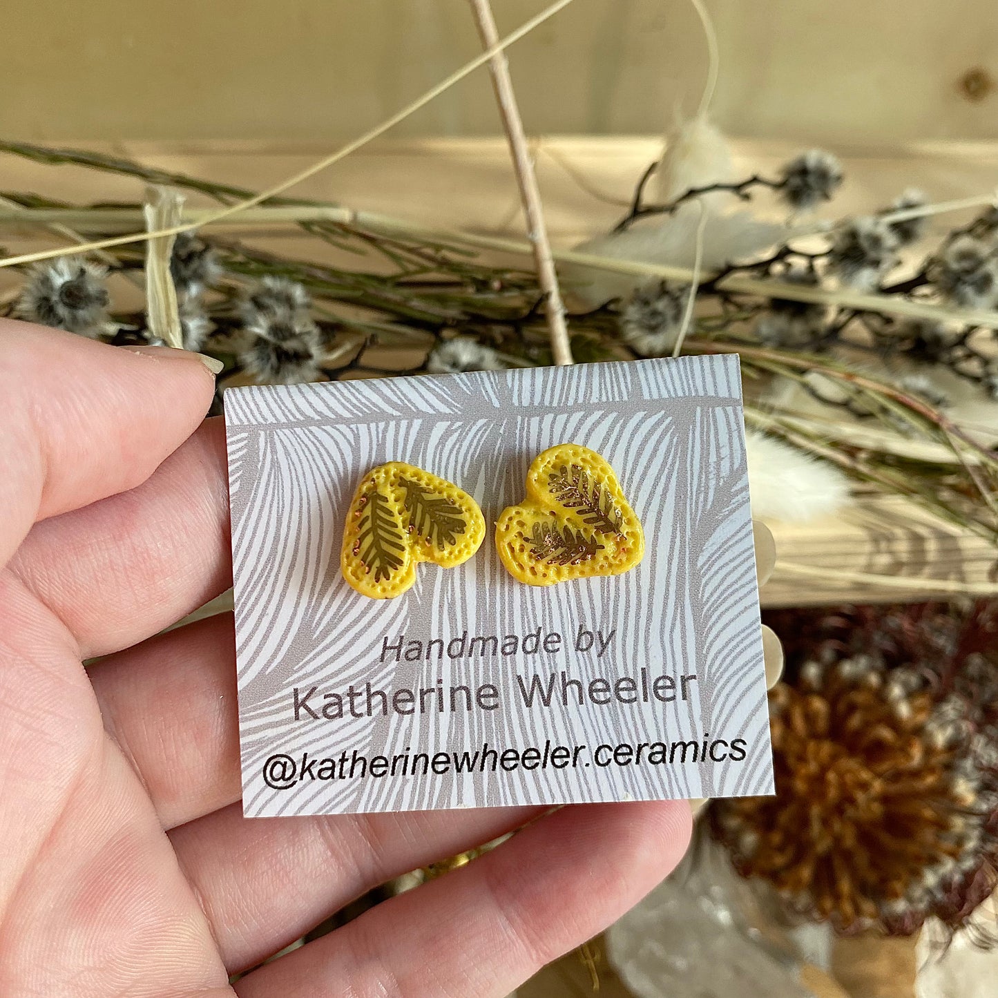 Hand Painted Yellow ‘Wings’ Studs ~ Pick a Pair