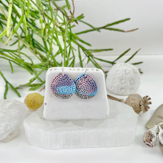 Coral Dot Crescent Porcelain Earrings