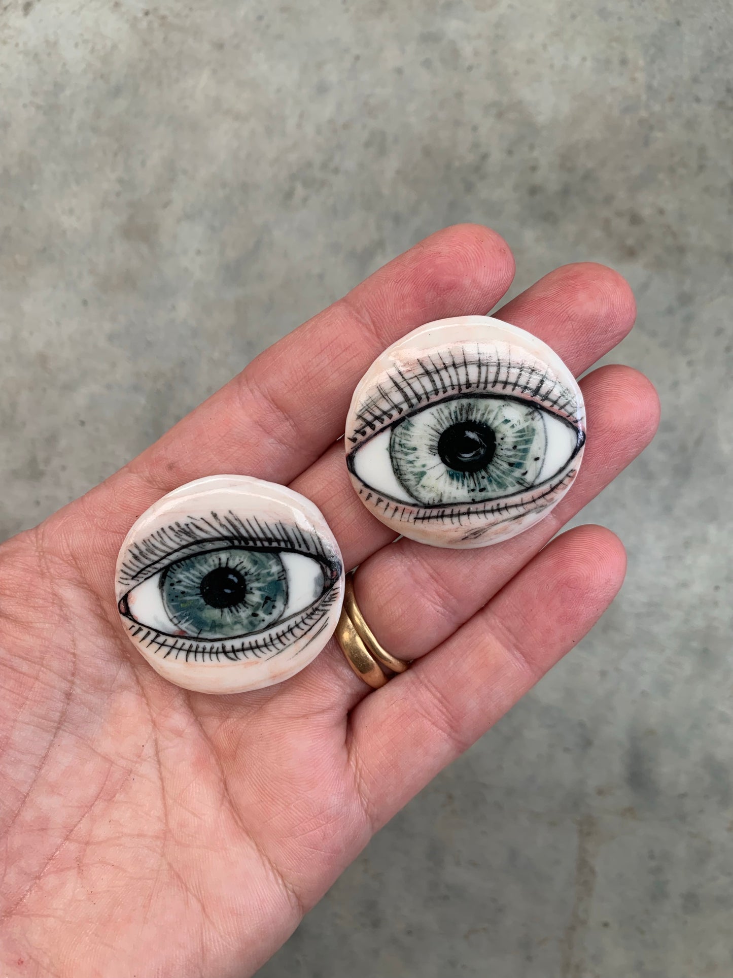 Porcelain ‘Eye’ hand crafted fridge magnet set