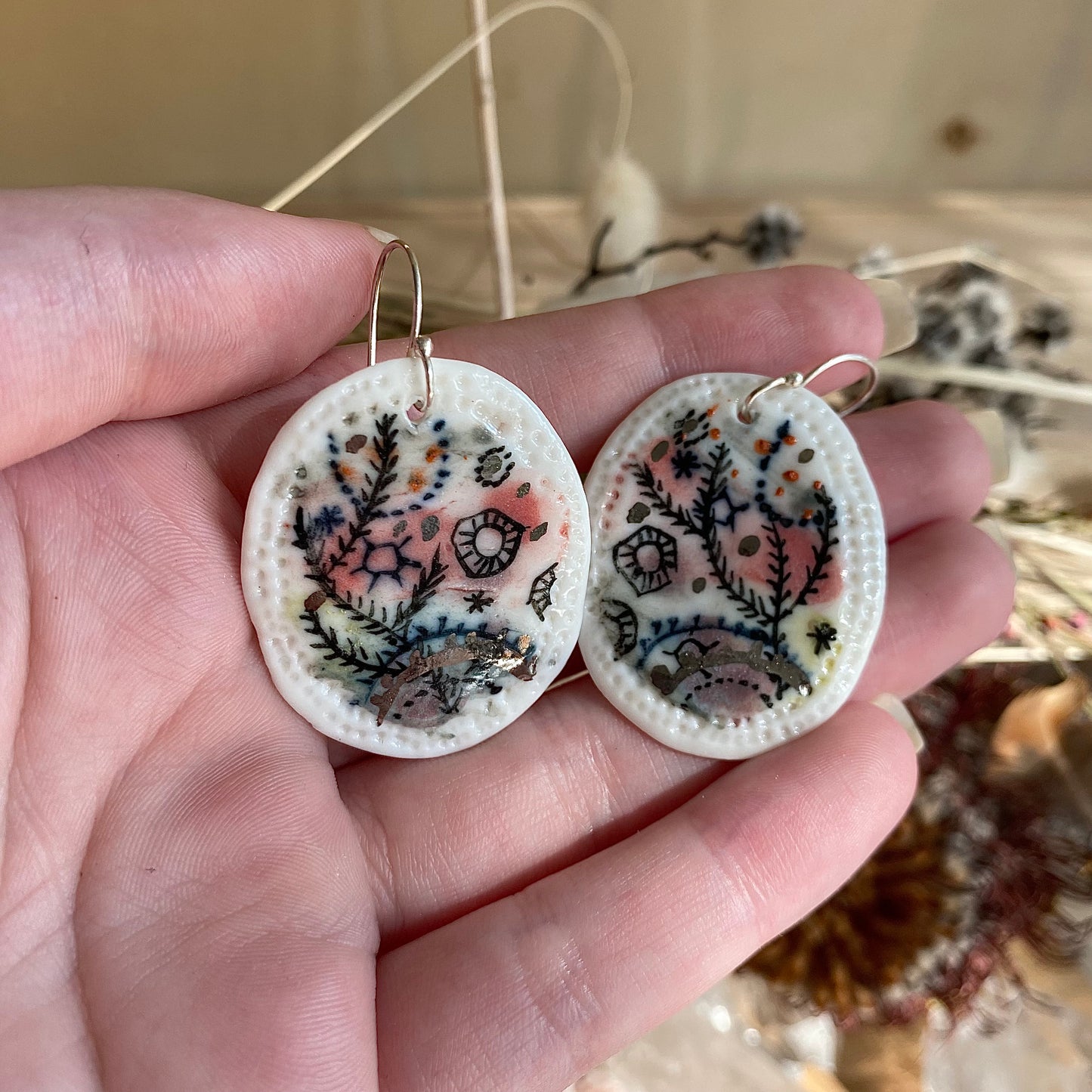 Hand Painted ‘Stars and Cells’ Earrings