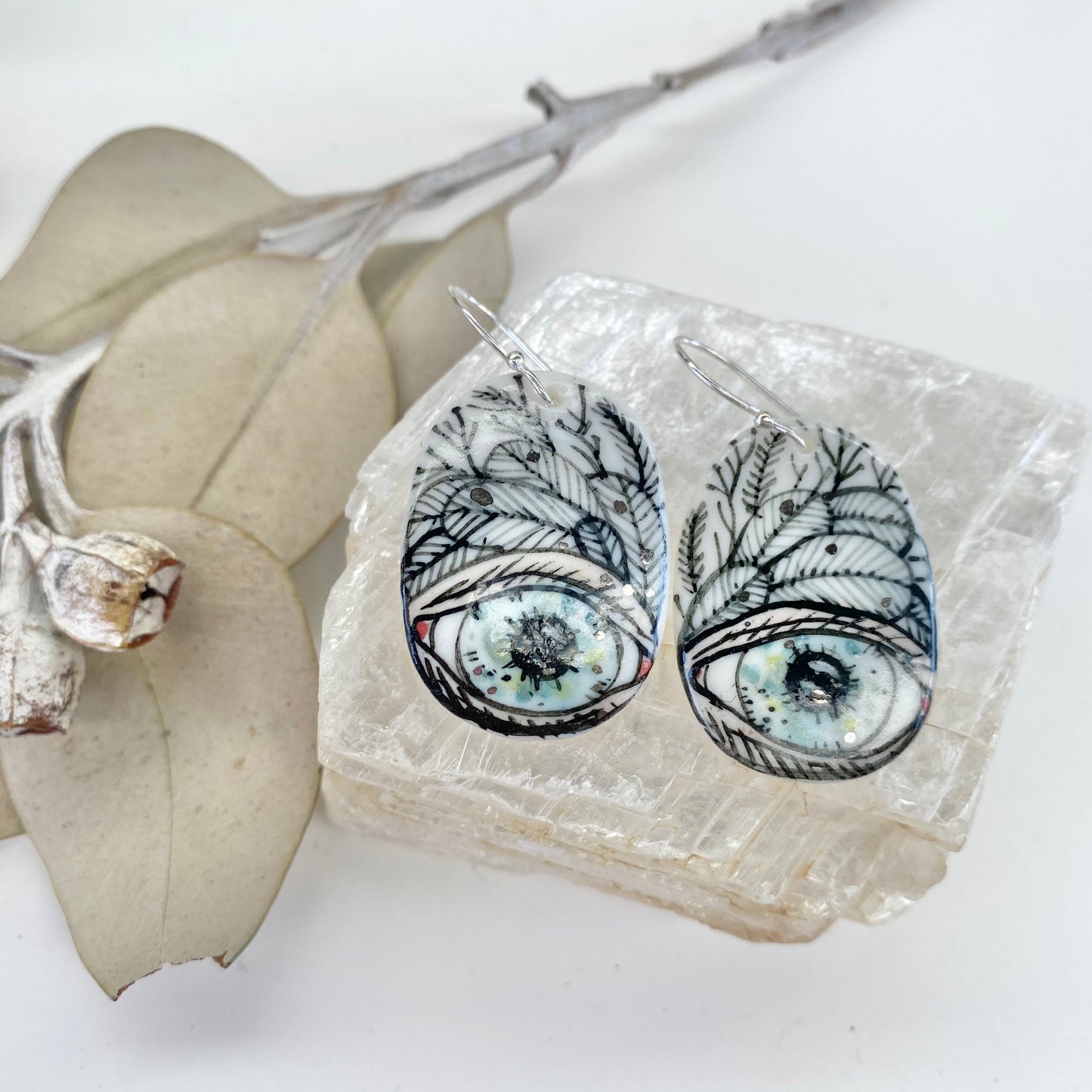 Hand Painted ‘Protective Eye’ Porcelain Earrings