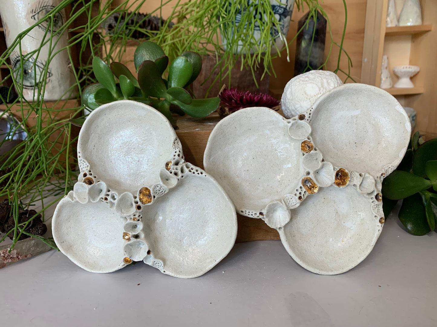 Hand formed ceramic ‘rock coral’ Trinket Dish