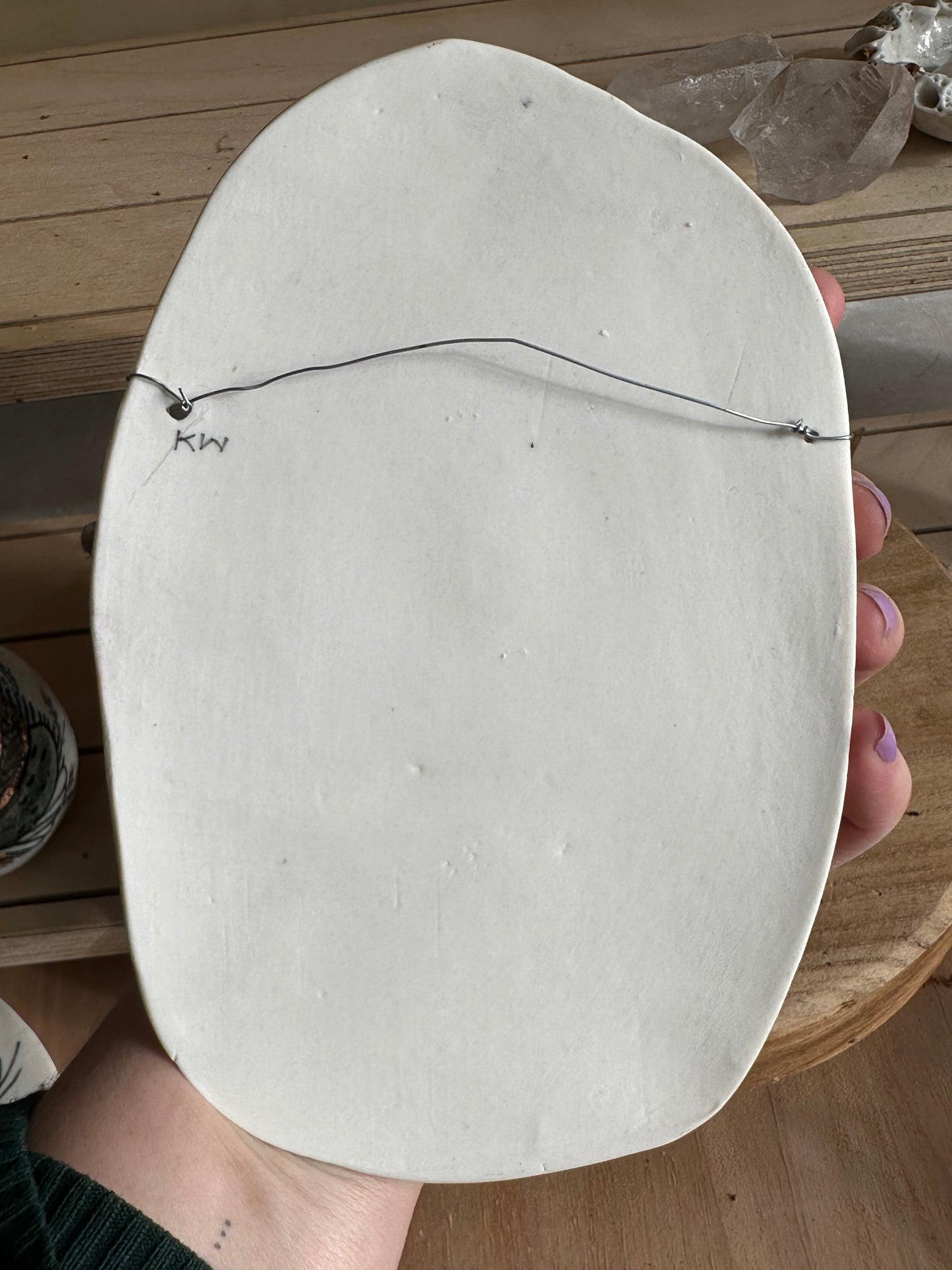 ‘Feather’ porcelain wall piece, with gold detail