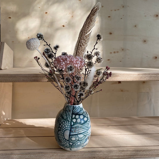 Green ‘Feather’ Hand Painted Porcelain Vase