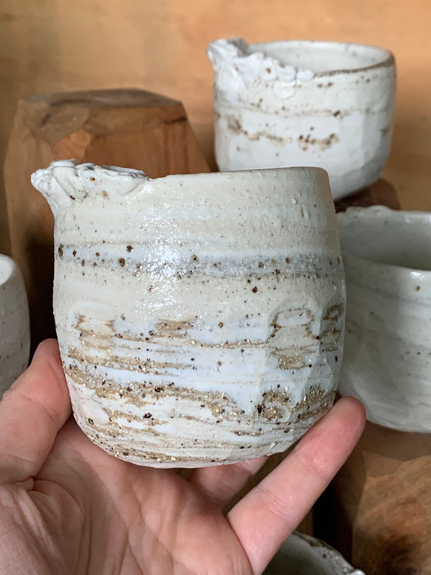 ‘Coral’ mixed clay, hand texted one of a kind cup