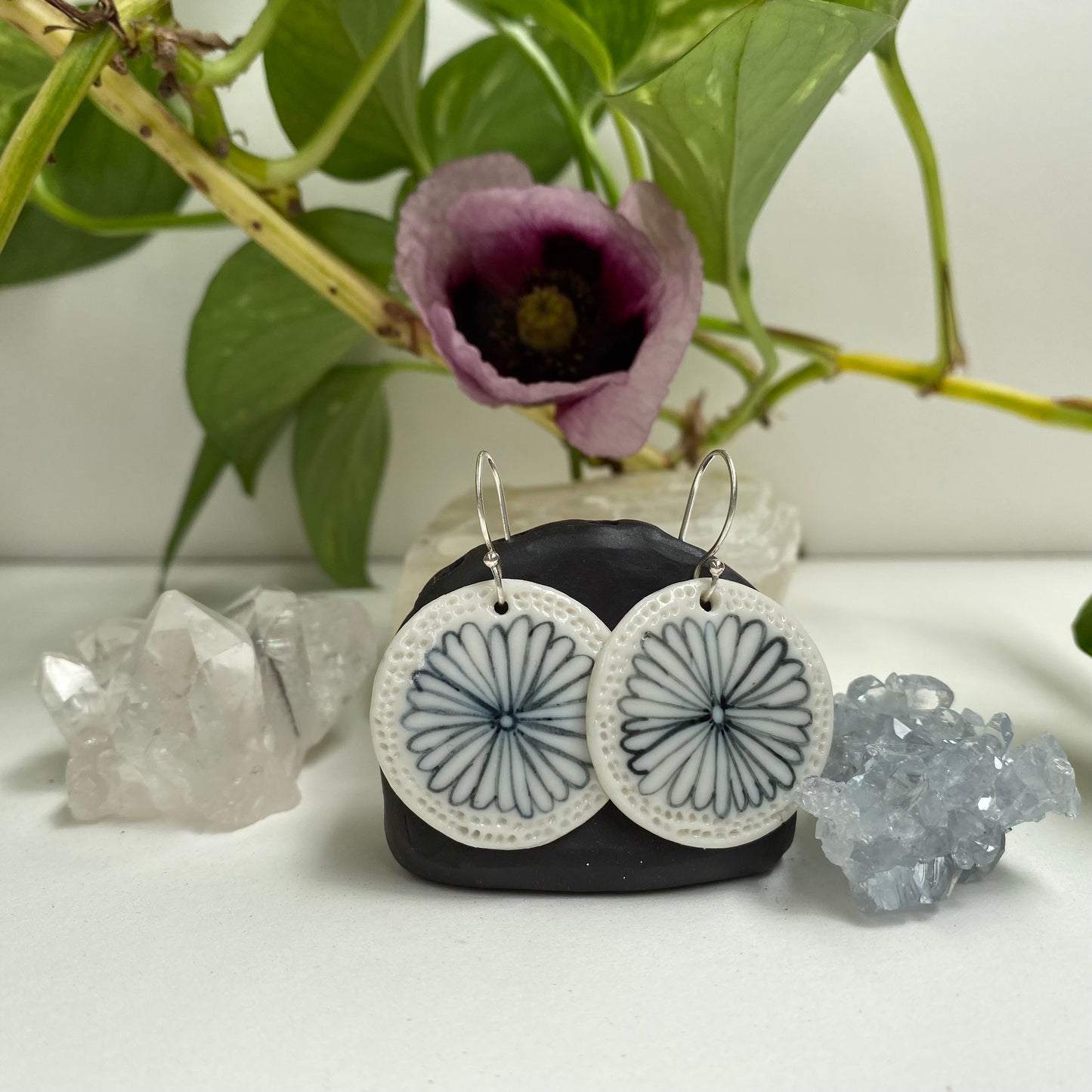 Porcelain ‘Indigo Flower’ Earrings