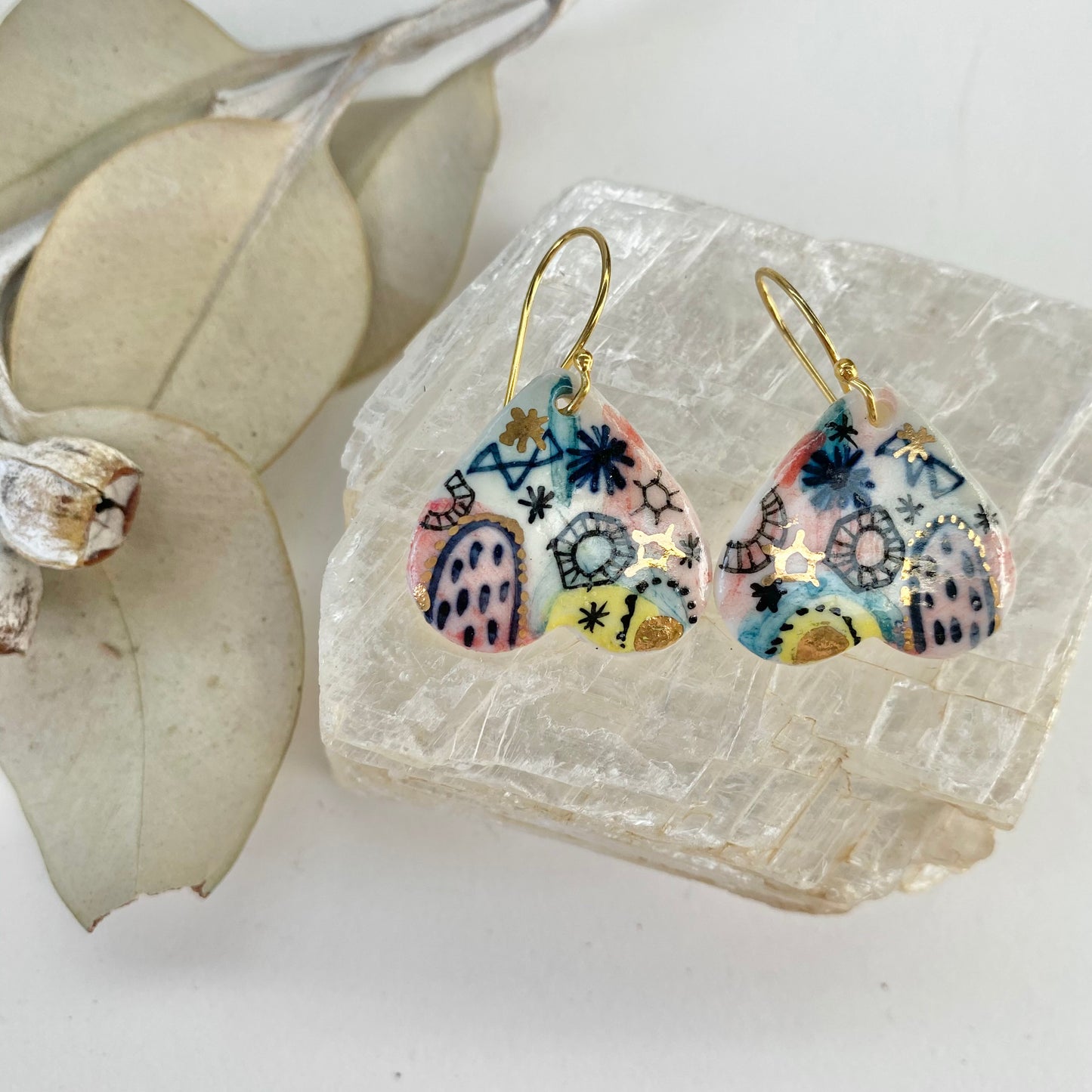 Hand Painted ‘Stars and Cells’ Porcelain Earrings