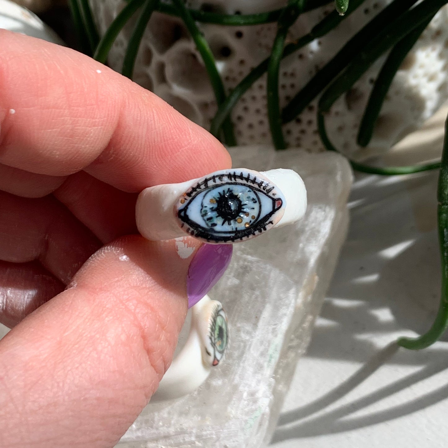 Hand painted porcelain ‘the protective eye’ ring, choose a size