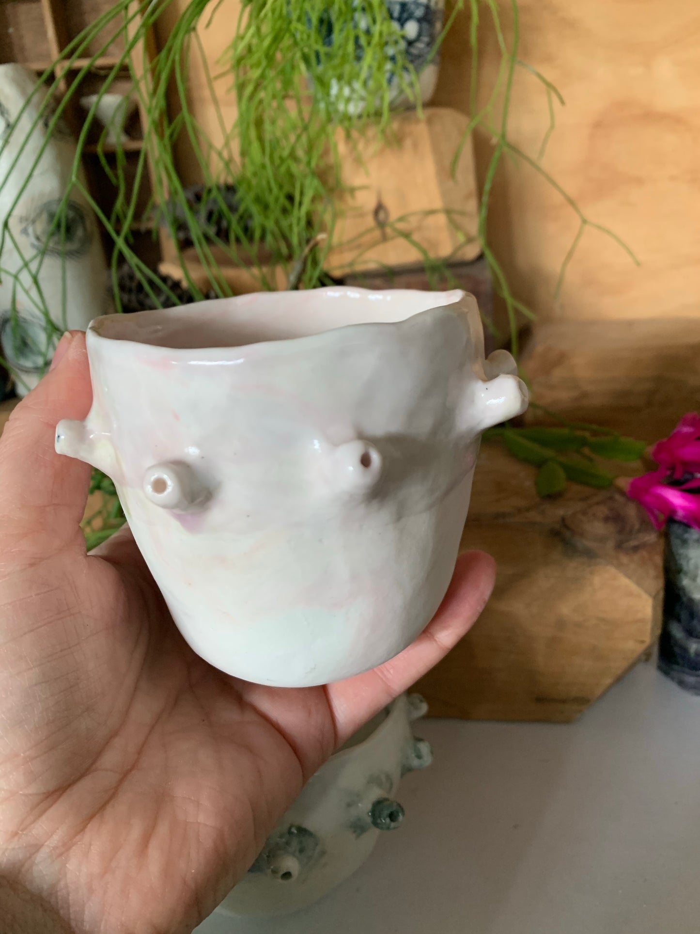 One ‘Urchin’ marbled porcelain hand formed cup