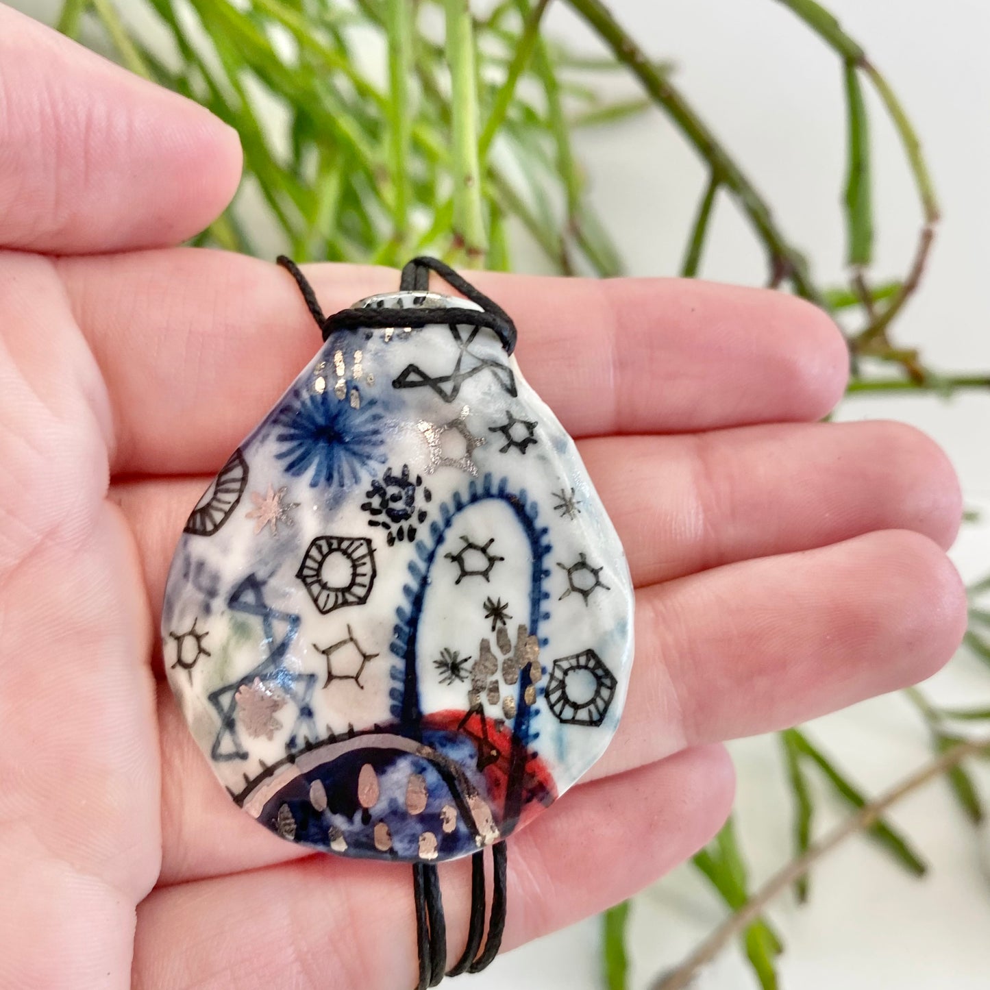 Hand Painted ‘Stars and Cells’ Porcelain Pendant