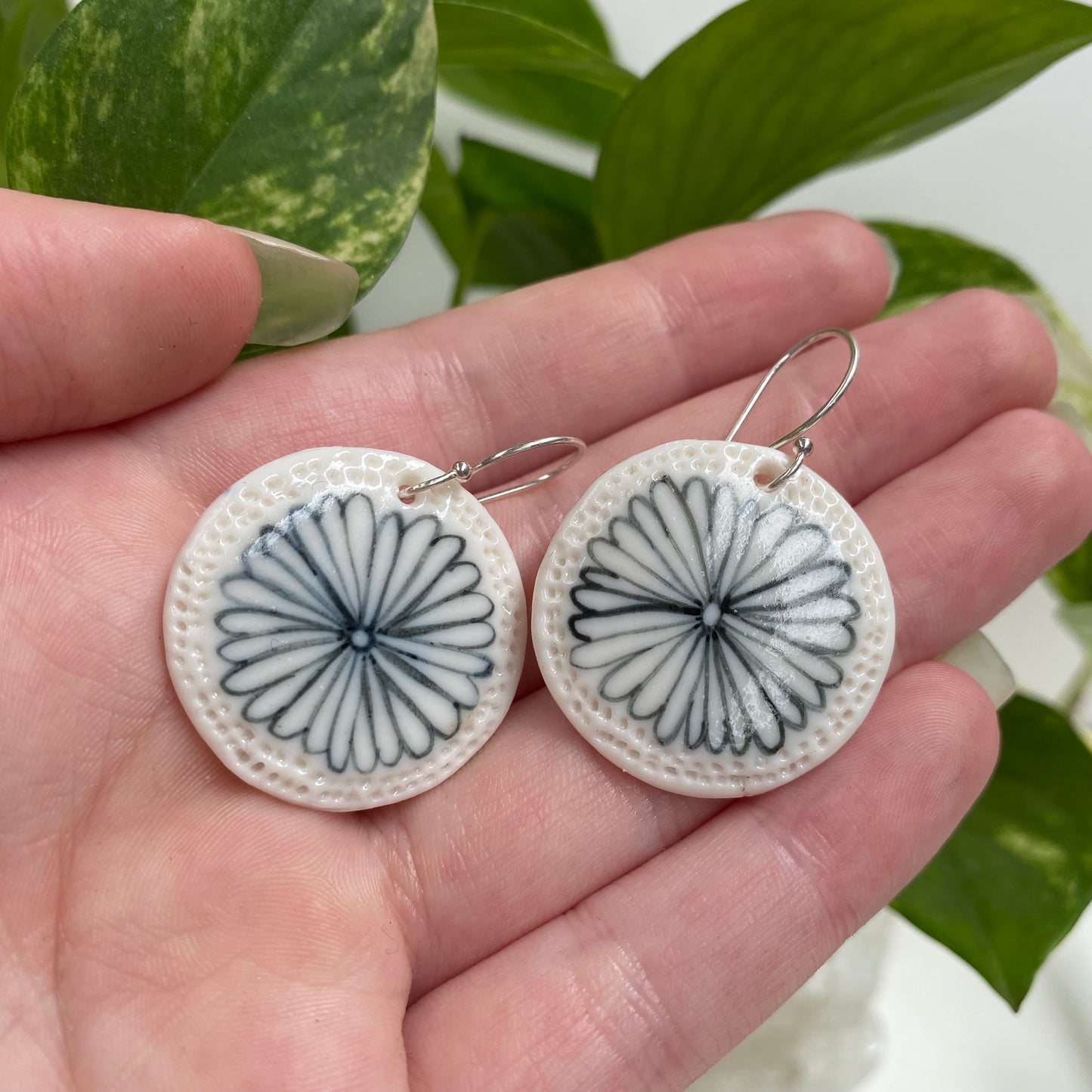 Porcelain ‘Indigo Flower’ Earrings
