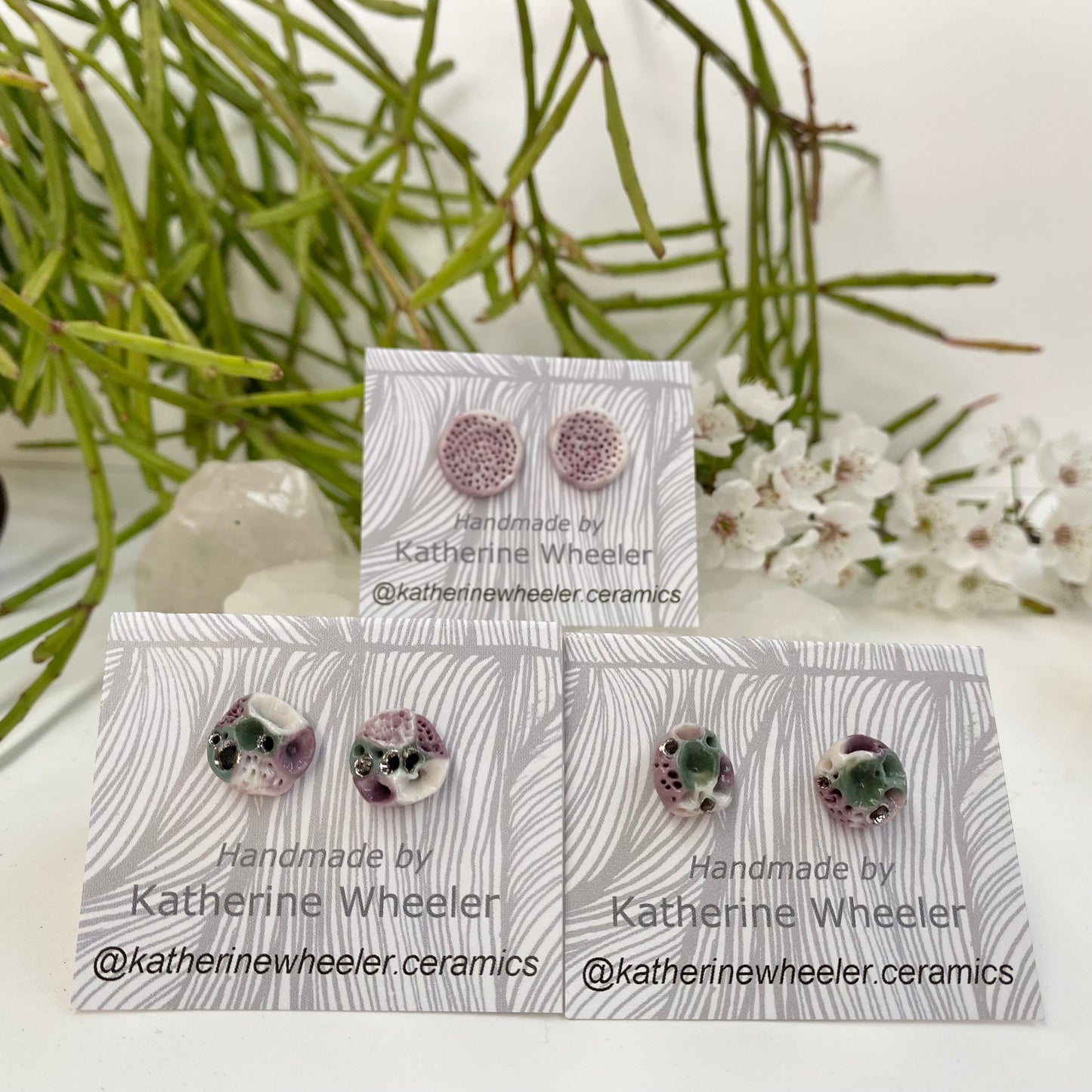 Purple + Green Coral Studs ~ Pick a Pair